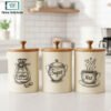 Classic cream kitchen canister trio tea coffee sugar