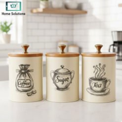 Classic cream kitchen canister trio tea coffee sugar