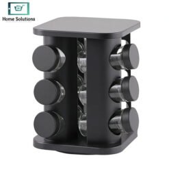 Alternative view of Revolving Spice Rack with 12 Glass Spice Jars – Matte Black