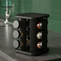 Revolving Spice Rack with 12 Glass Spice Jars – Matte Black 7 jar set 5 - Home Solutions