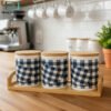 Classic Checkered Ceramic Jar Set