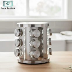 Revolving Glass Spice Jar Set Rack – 12 Pc 14 jars 1 1 - Home Solutions