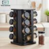 Modern matte black revolving spice jars