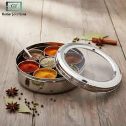 Stainless steel round Indian spice box masala dabba