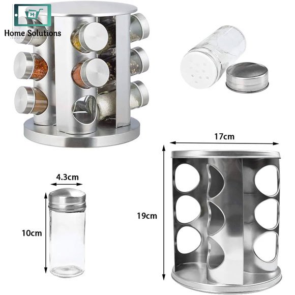 Revolving Glass Spice Jar Set Rack – 12 Pc 9 Revolving Glass Spice Jar Set Rack – 12 Pc - Image 7
