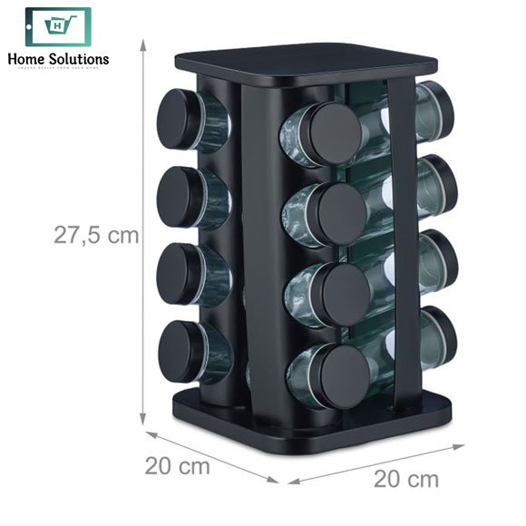 Revolving Spice Rack with 16 Glass Spice Jars – Matte Black 6 Revolving Spice Rack with 16 Glass Spice Jars – Matte Black - Image 4
