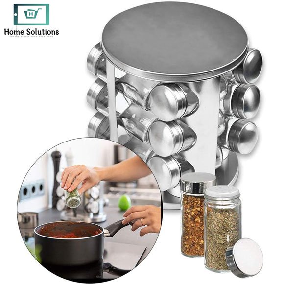 Revolving Glass Spice Jar Set Rack – 12 Pc 4 Revolving Glass Spice Jar Set Rack – 12 Pc - Image 2