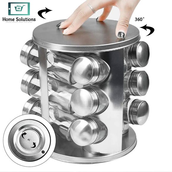 Revolving Glass Spice Jar Set Rack – 12 Pc 5 Revolving Glass Spice Jar Set Rack – 12 Pc - Image 3