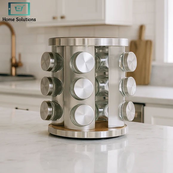 Revolving Glass Spice Jar Set Rack – 12 Pc 6 Revolving Glass Spice Jar Set Rack – 12 Pc - Image 4
