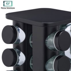 Revolving Spice Rack with 16 Glass Spice Jars – Matte Black 16 jars 6 2 - Home Solutions