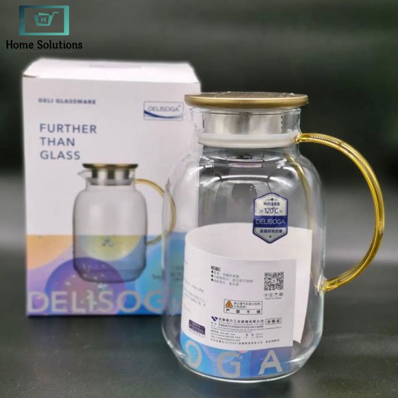 Delisoga Glass Water Jug 1.79L 3 “Delisoga Premium Glass Water Jug 1.79L – Clear glass pitcher for water and juice”