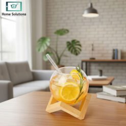 Alternative view of Lunar Glass Cup with Wooden Stand – 400ml & 600ml