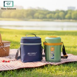 Alternative view of Stainless Steel Double-Layer Insulated Lunch Box with Carry Bag