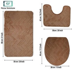 Alternative view of 3-Piece Bath Mat Set – Soft Anti-Slip Bath & Toilet Rugs - Chevron