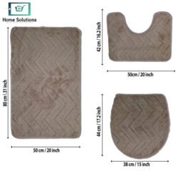 Alternative view of 3-Piece Bath Mat Set – Soft Anti-Slip Bath & Toilet Rugs - Chevron