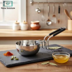 Indian Tadka Pan Vaghar with Bakelite Grip Handle - Silver 7 pan 2 1 - Home Solutions