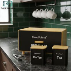 Alternative view of HausRoland Bread Box Set 4-Piece - Black  with Bamboo Board