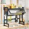 Over the Sink Cabinet Rack 85cm Black Carbon Steel Kitchen Organizer