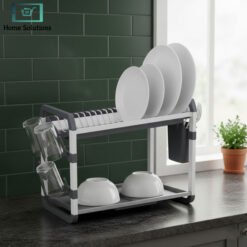 Alternative view of Binca 2 Tier Aluminium Dish Rack – Space Saving Kitchen Drying Stand