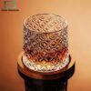 Spinning Whiskey Glass Set with Wooden Coasters – Crystal Old Fashioned Glasses 1 Spinning whiskey glass set with wooden coasters. Extra-large crystal glasse set with smooth rotating base — perfect for bourbon, scotch & gifting.