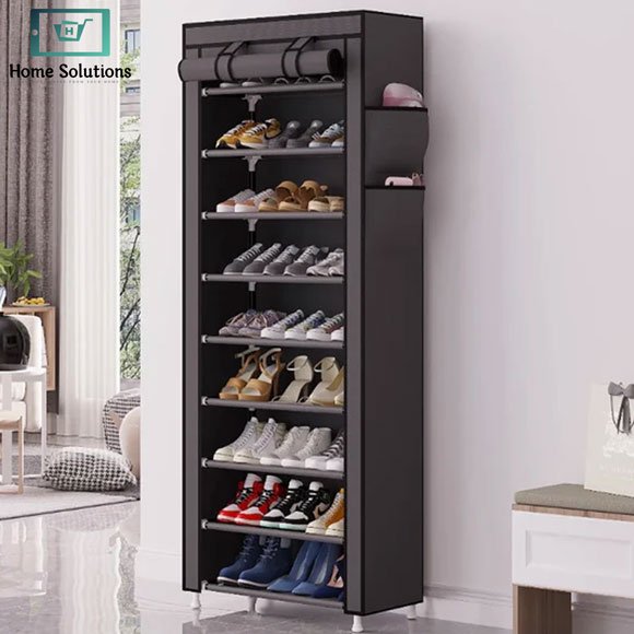 Dustproof Shoe Rack 10-Layer – Space-Saving Fabric Shoe Cabinet & Modern Storage Organizer 3 “10-layer dustproof fabric shoe rack cabinet with multiple shelves for organized indoor shoe storage”