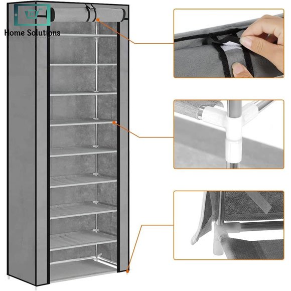 Dustproof Shoe Rack 10-Layer – Space-Saving Fabric Shoe Cabinet & Modern Storage Organizer 7 Dustproof Shoe Rack 10-Layer – Space-Saving Fabric Shoe Cabinet & Modern Storage Organizer - Image 5