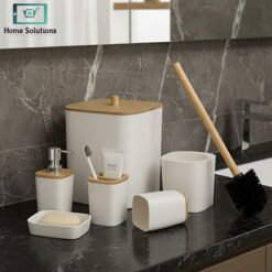 :Premium Quality 6Pcs Bathroom Set White