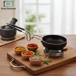 Alternative view of Indian Tadka Pan Vaghar with Bakelite Grip Handle