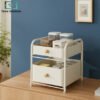 Binca modern countertop storage cart with two drawers and wooden knobs