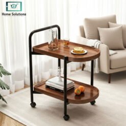 2 tier wooden serving Cart with wheels