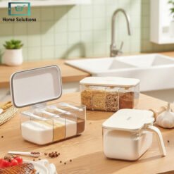 Ecoco 4 in 1 Seasoning Box – Multi-Compartment Spice Organizer with Measuring Spoons