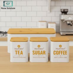 HausRoland deluxe White bread bin with bamboo lid