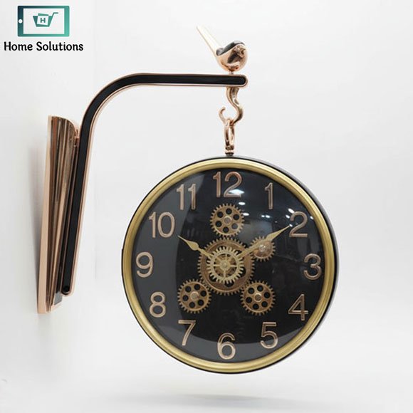 Double Sided Wall Clock with Moving Gear 2 Double Sided Wall Clock with Moving Gear