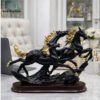 Luxury black and gold running horse trio sculpture