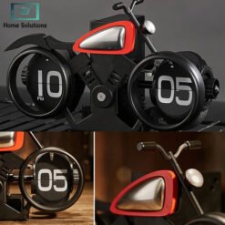 Vintage Motorcycle Flip Page Clock – Automatic Page Turning Quartz Time Clock 9 bike clock 3 - Home Solutions