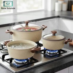 Alternative view of Falez Ceramic Granite Non-Stick Cookware Set 9-Piece - Brown