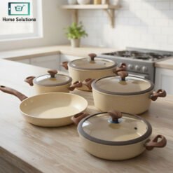 Falez 9-piece ceramic granite non-stick cookware set Turkish quality low-oil cooking