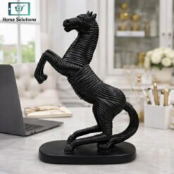 Luxury black abstract rearing horse sculpture