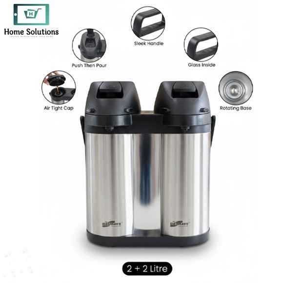 Daydays Double Airpot Thermal Flask 4L – Dual 2+2L Stainless Steel 4 Daydays Double Airpot Thermal Flask 4L – Dual 2+2L Stainless Steel - Image 2