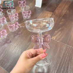 Alternative view of Pink Bow Wine Glass 200ML – Elegant Drinkware