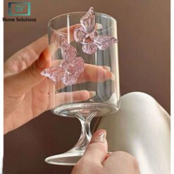 Alternative view of Pink Butterfly Wine Glass Goblet 3D
