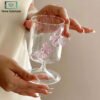 3d pink butterfly wine glass goblet elegant decorative drinkware