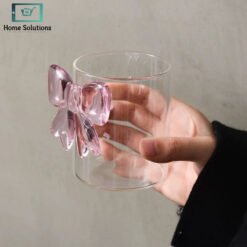 Alternative view of Pink Bow Glass 300ML – Elegant Aesthetic Drinkware