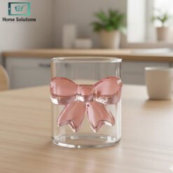 pink bow glass 300ml clear aesthetic drinkware cup