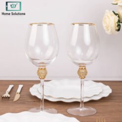 Crystal Wine Glass with Gold Detailing