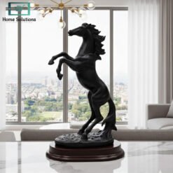 Alternative view of Luxury Black Rearing Horse Sculpture with Wooden Base – Decor Statue 11×5cm