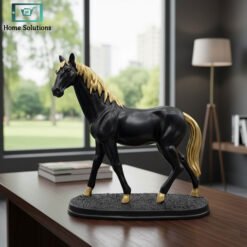 Alternative view of Luxury Horse Sculpture Standing  Black & Gold Decor Statue