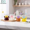 bow ice tea glass with straw 300ml stylish cold drink cup