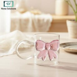 creative bow glass mug 300ml rose handle tea coffee cup