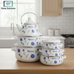 Enamel Casserole Set with Kettle 6 Pcs